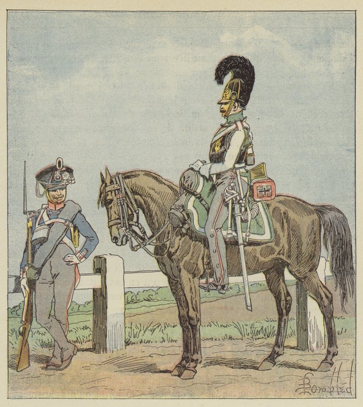 Fanteria di linea prussiana (42° reggimento) e corazziere prussiano (1806) da after Louis Charles Bombled
