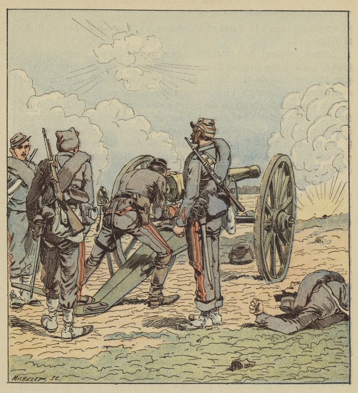Il tenente Coffinières de Nordeck punta lui stesso i pezzi da after Louis Charles Bombled