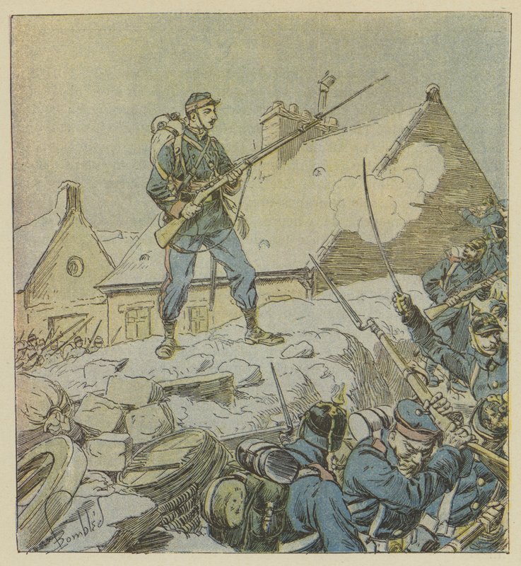 Il sergente Pitou, salendo intrepidamente sulla barricata di Courceboeufs, decide la presa del villaggio da after Louis Charles Bombled