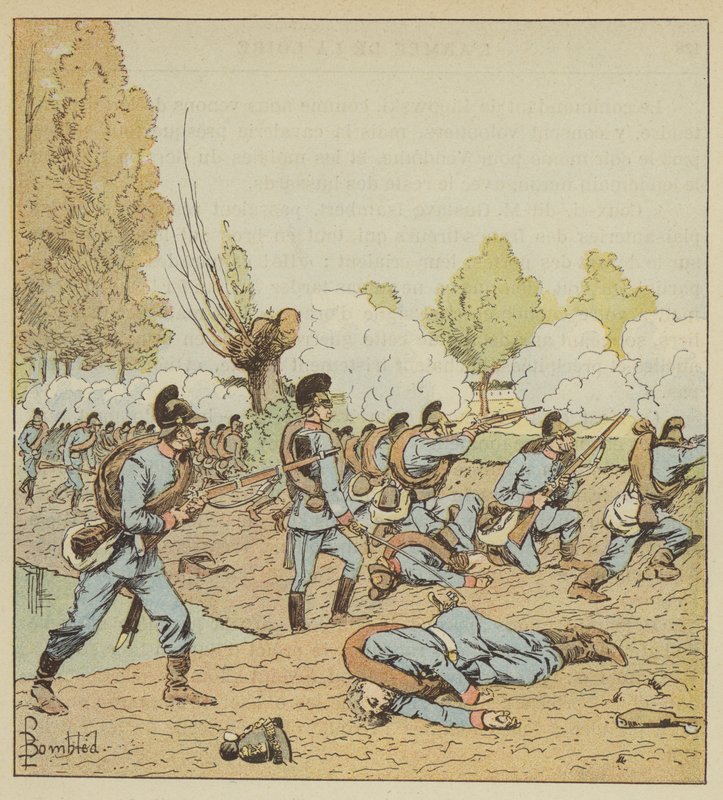 I tedeschi attaccano il parco delle Dames-Blanches da after Louis Charles Bombled