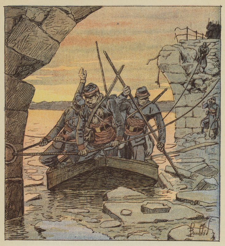 I volontari di Cathelineau attraversano la Loira a Châteauneuf da after Louis Charles Bombled