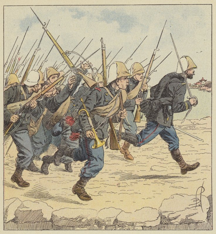 Fanteria di marina sulla strada rialzata di Tien-Tsin da after Louis Charles Bombled