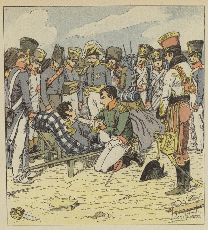 Napoleone e il maresciallo Lannes morente da after Louis Charles Bombled