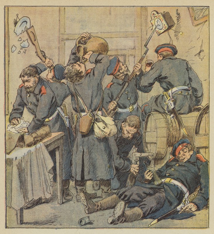 Scena di saccheggio a Saint-Calais da after Louis Charles Bombled