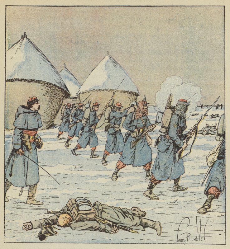 Tirailleurs del 34º di marcia da after Louis Charles Bombled