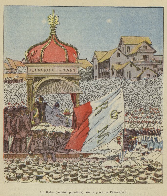 Un Kabar (riunione popolare), sulla piazza di Tananarive da after Louis Charles Bombled