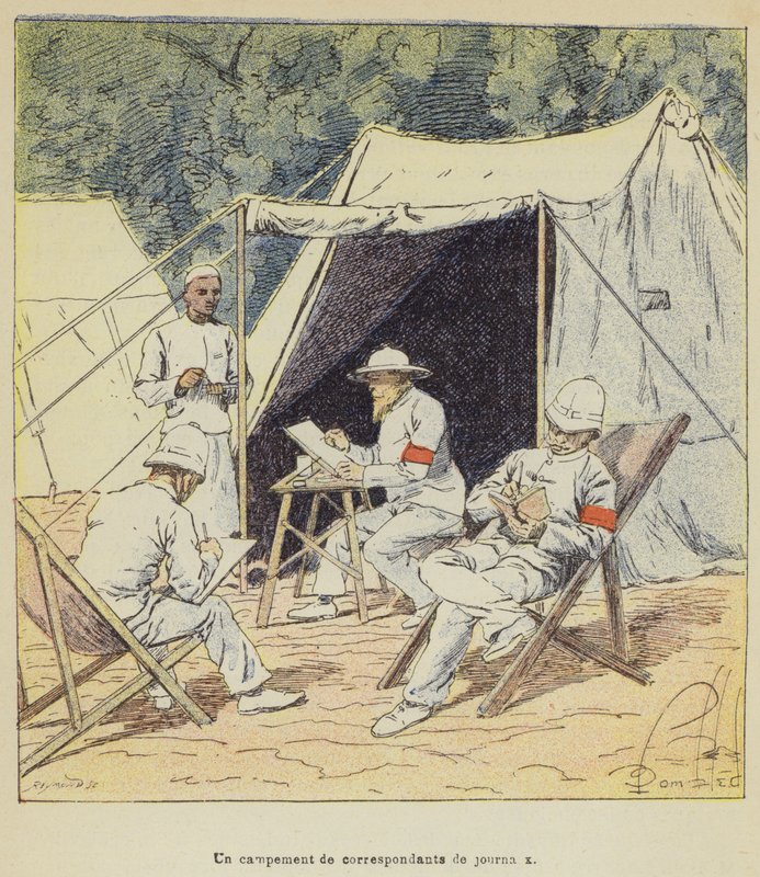 Un accampamento di corrispondenti di giornali da after Louis Charles Bombled