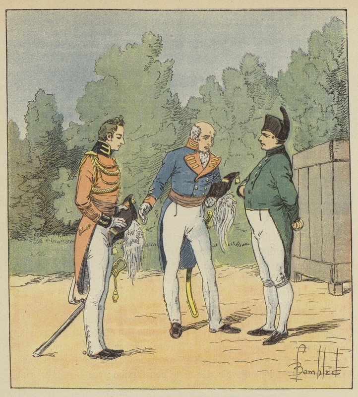 Un capitano inglese presenta un tenente a Napoleone da after Louis Charles Bombled