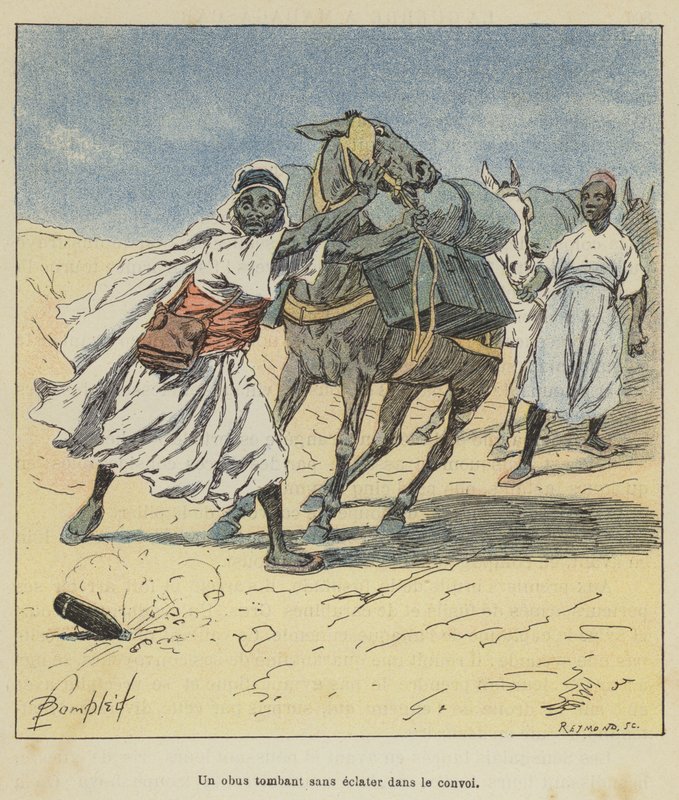 Un proiettile che cade senza esplodere nel convoglio da after Louis Charles Bombled