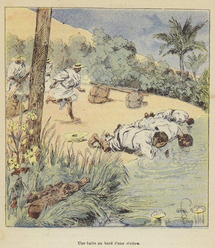 Una sosta al bordo di un fiume da after Louis Charles Bombled