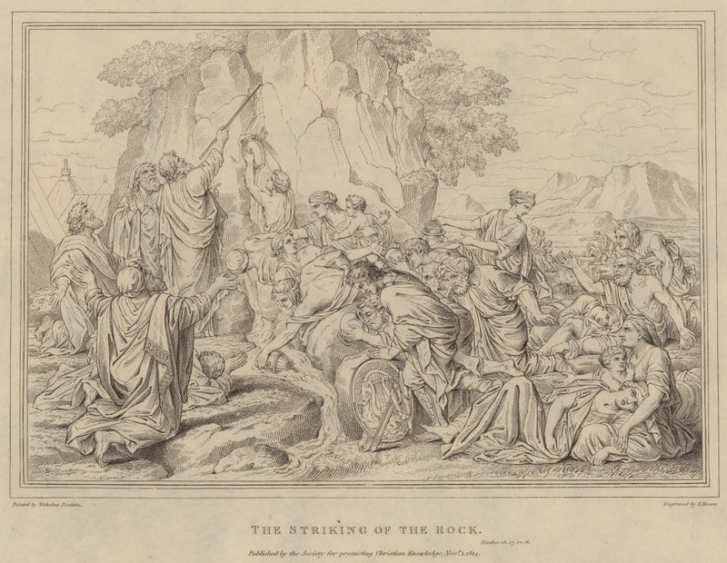 La percussione della roccia, Esodo da after Nicolas Poussin