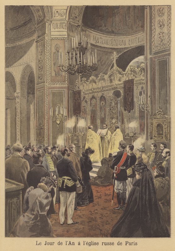 Servizio del Giorno di Capodanno nella Chiesa Russa di Parigi da after Oswaldo Tofani