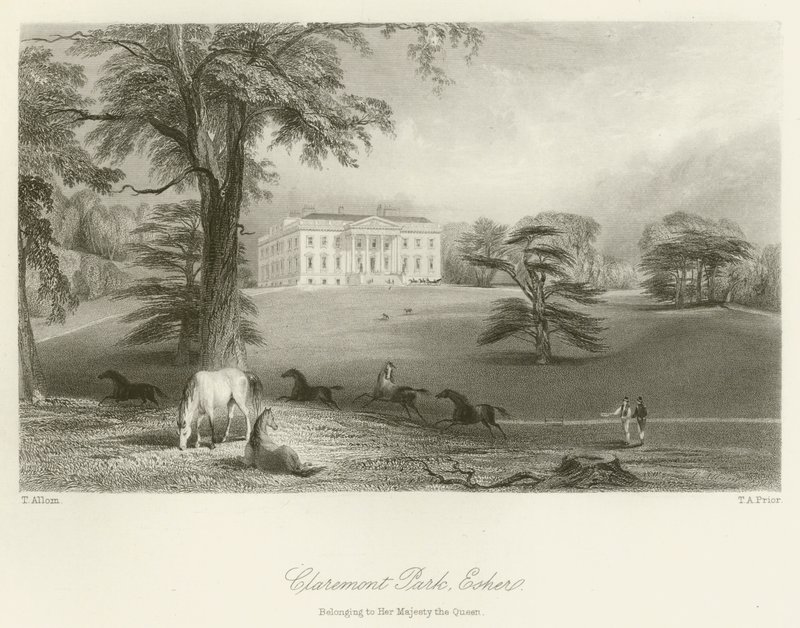 Parco di Claremont, Esher, appartenente a Sua Maestà la Regina da after Thomas Allom