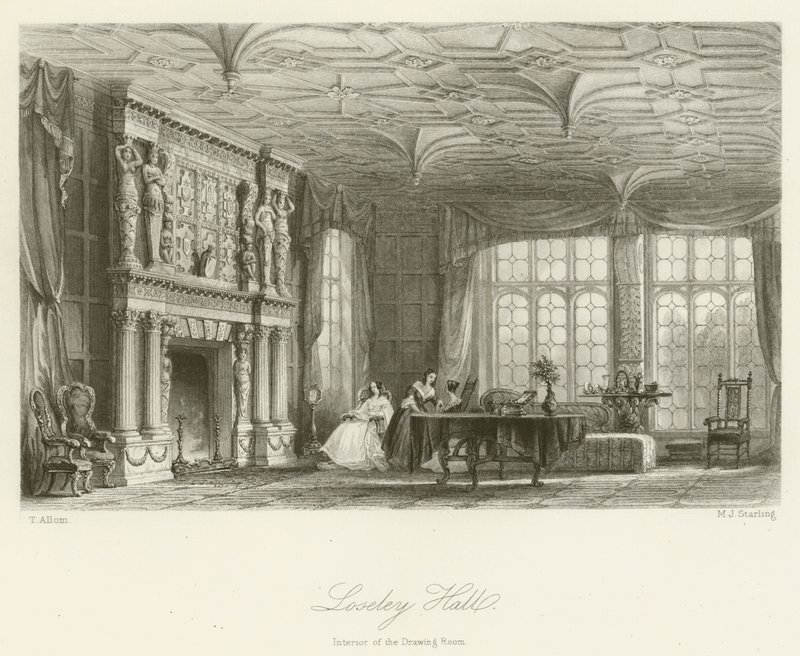 Loseley Hall, Interno del Salotto da after Thomas Allom