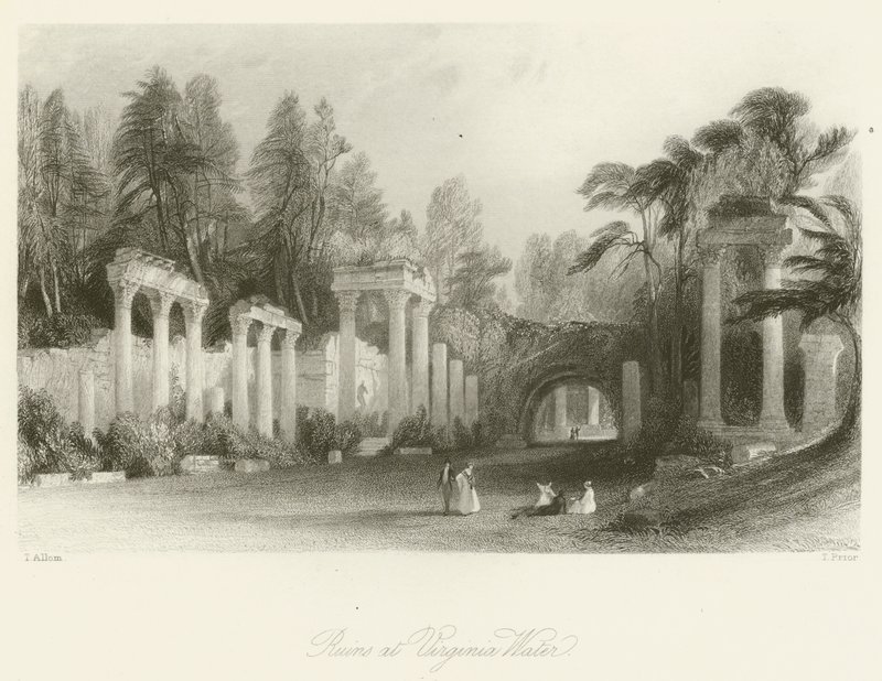 Rovine a Virginia Water da after Thomas Allom