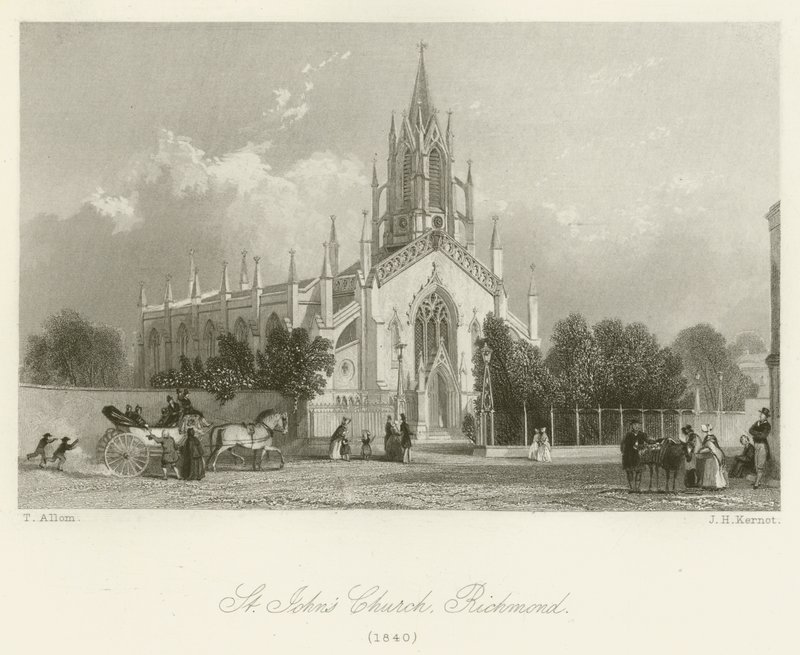 Chiesa di San Giovanni, Richmond, 1840 da after Thomas Allom