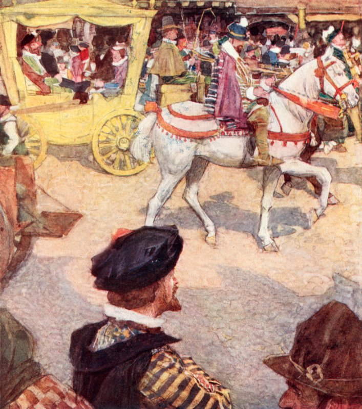 Shakespeare ammira i bei cavalli a Cheapside, Londra da after William Hatherell