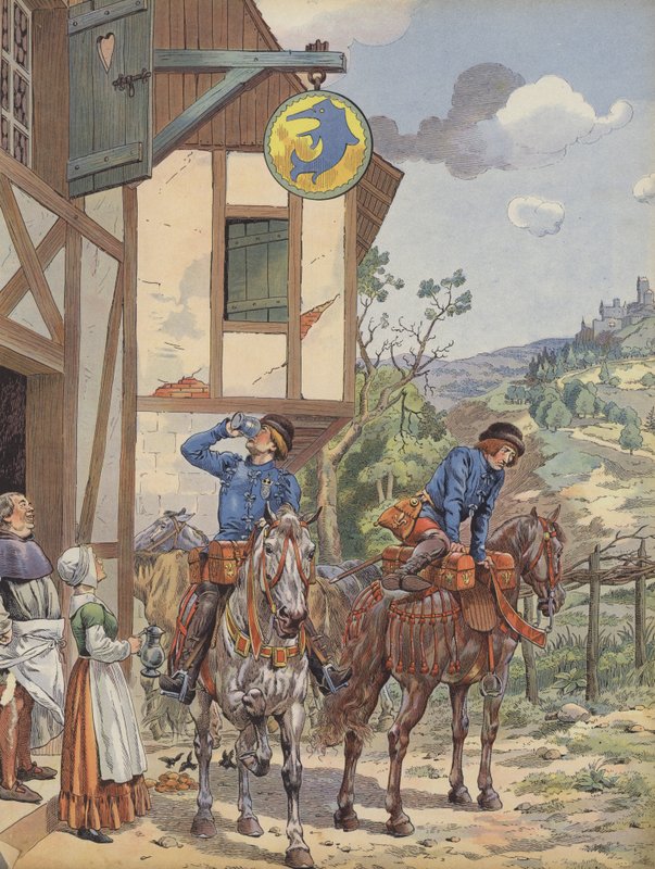 Messaggeri che si rinfrescano in una locanda lungo la strada da pseudonym for Onfray de Breville Jacques Job