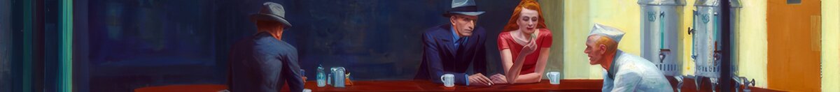 Nottambuli (Edward Hopper), Detail: Paar am Tresen