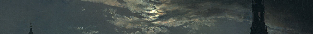 Veduta di Dresda al chiaro di luna (Johan Christian Dahl), Detail: Mond über den Wolken