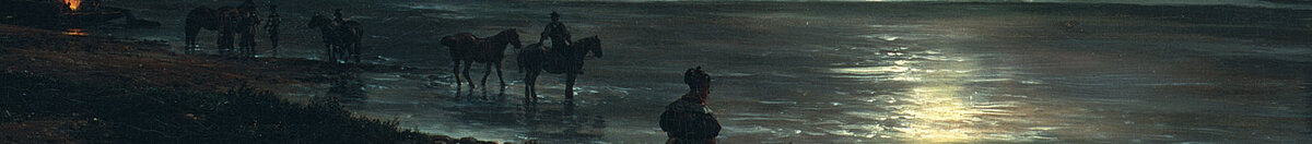 Veduta di Dresda al chiaro di luna (Johan Christian Dahl), Detail: Pferde und Figur am Elbufer