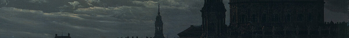 Veduta di Dresda al chiaro di luna (Johan Christian Dahl), Detail: Hofkirche mit Turm