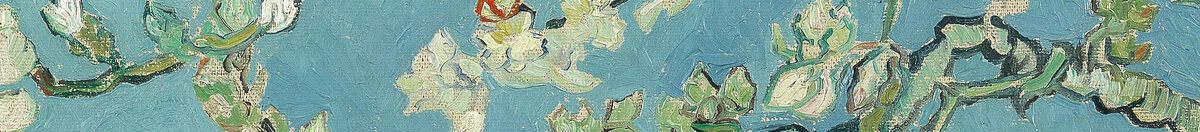 Ramo di mandorlo in fiore (Vincent van Gogh), Detail: Blütenzweige oben Mitte
