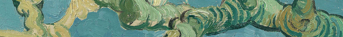 Ramo di mandorlo in fiore (Vincent van Gogh), Detail: Blüten am unteren Ast