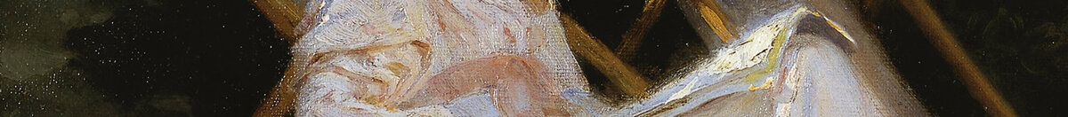 Marie Krøyer seduta sulla sedia a sdraio nel giardino presso la casa della signora Bendsen (Peder Severin Krøyer), Detail: Lesende Frau im Liegestuhl