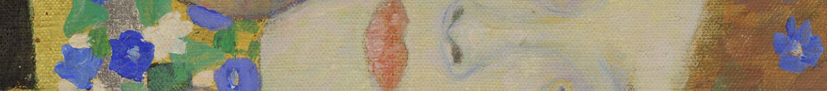 Il bacio (Gustav Klimt), Detail: Gesicht der Frau mit Kuss