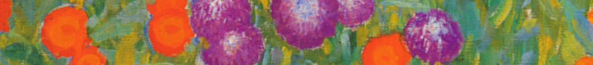 Giardino di contadini (Gustav Klimt), Detail: Violette Astern und rote Mohnblüten