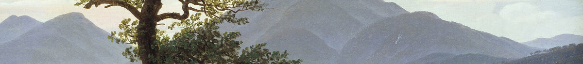 Albero solitario (Caspar David Friedrich), Detail: Blaue Bergkette