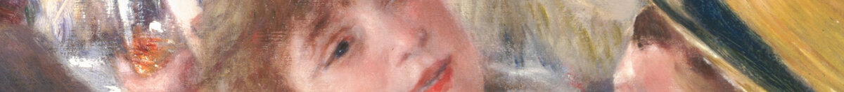 La colazione dei canottieri (Pierre-Auguste Renoir), Detail: Aline mit Hündchen-Blick und Ruderer