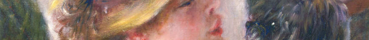 La colazione dei canottieri (Pierre-Auguste Renoir), Detail: Dame mit Blumenhut und Hund