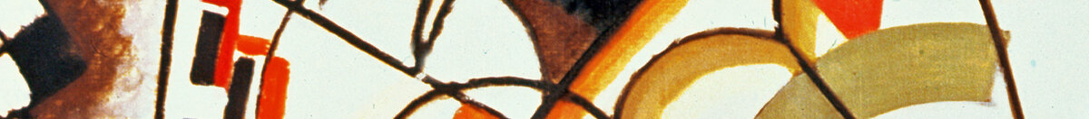 Linee intersecanti, 1923 (Wassily Kandinsky), Detail: Schwarz-braune Kopfform mit Kreisaugen