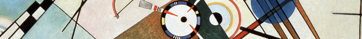 Composizione VIII. Dipinto di Wassily Kandinsky (o Wassily Kandinski o Kandinskij, 1866-1944). 1915 Sole. 201x140 cm New York, Museo Guggenheim (Wassily Kandinsky), Detail: Weißer Kreis mit Halbmond