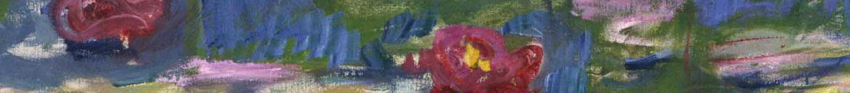 Ninfee, 1916 (Claude Monet), Detail: Seerosen links mit Spiegelung
