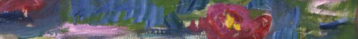 Ninfee, 1916 (Claude Monet), Detail: Blüten links mit Spiegelung