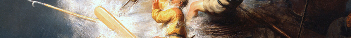 Cristo nella tempesta sul lago di Galilea, 1633 (Rembrandt van Rijn), Detail: Ringende Männer im Gischtlicht