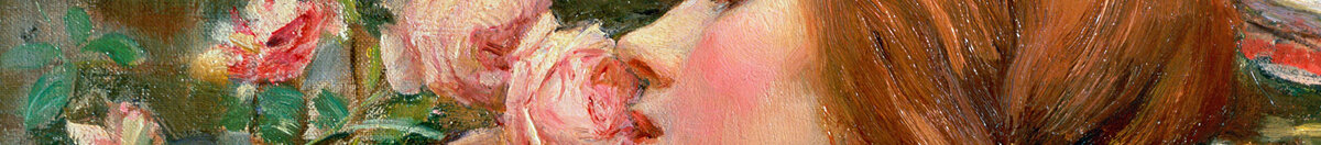 L'anima della rosa, 1908 (John William Waterhouse), Detail: Gesicht an der Rose