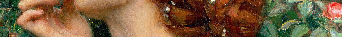 L'anima della rosa, 1908 (John William Waterhouse), Detail: Rotes Haar mit Perlen