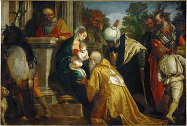 Adorazione dei tre Magi ... (dipinto su tela)
