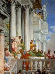 Le nozze di Cana, dettaglio: colonne e balcone