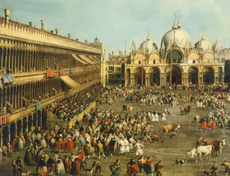 Corrida o caccia al toro in Piazza San Marco