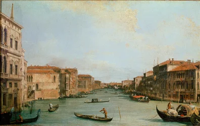 Il Canal Grande visto dal Palazzo Balbi (Il Canal Grande da Palazzo Balbi). Veduta di Venezia lungo il Canal Grande. Dipinto di Giovanni Antonio Canal detto il Canaletto (1697-1768). Firenze, Galleria degli Uffizi