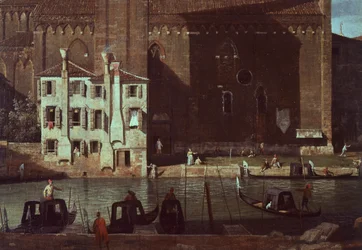 Il cortile dello scalpellino in Campo San Vidal e la chiesa di Santa Maria della Carità