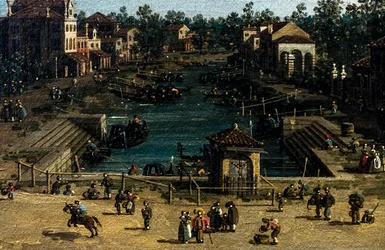 Veduta di Mestre con il Canale delle barche, particolare, 1755-1760 circa (olio su tela)