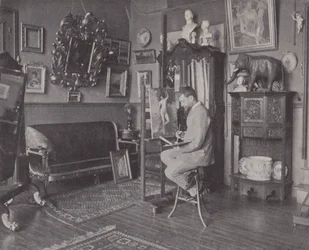 Il pittore francese Henri Gervex nel suo studio
