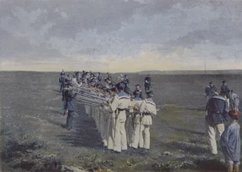Visite des armes apres le tir (foto colorata)