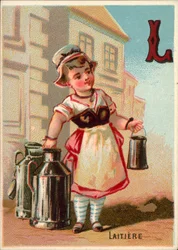 L per lattaia (lavoratrice del latte) (cromolitografia)